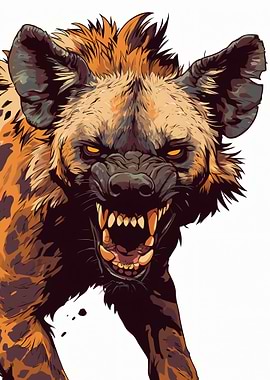 Aggressive Hyena Roaring