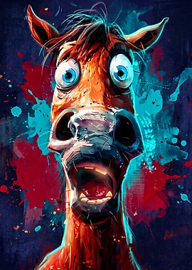 Surprised Horse with Blue Eyes