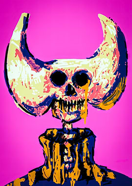Abstract Skull with Horns