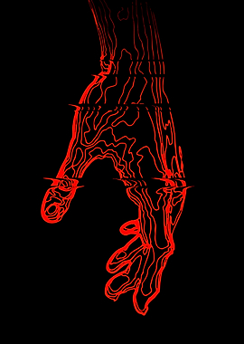 Red Hand Contour Art