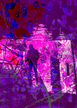 Silhouette in Abstract Urban Landscape