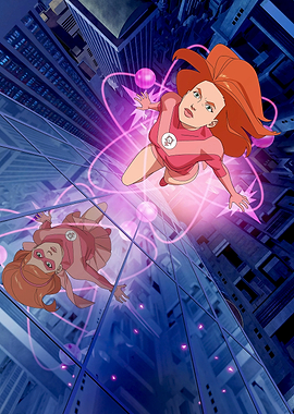 Invincible Characters Flying Over City