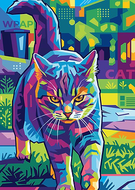 Colorful Cat WPAP Art