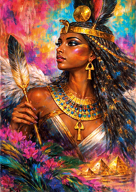 Egyptian Goddess Maat with Pyramids