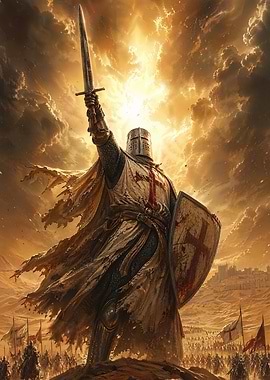Templar Knight Raising Sword