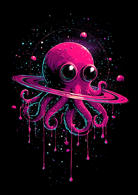 Cosmic Octopus with Saturn Rings