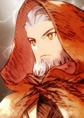 Fantasy Wizard in Red Hood