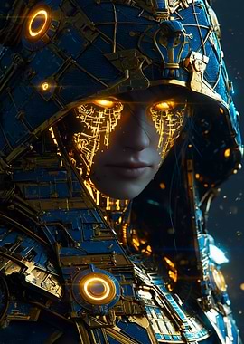 Cyberpunk Egyptian Gold God Warrior
