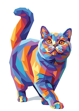 Colorful Geometric Cat Portrait