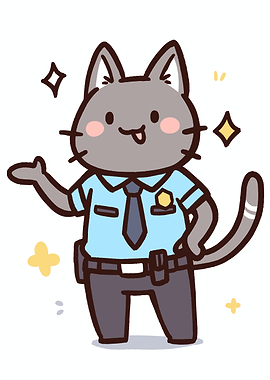 Cute Cat Police Officer