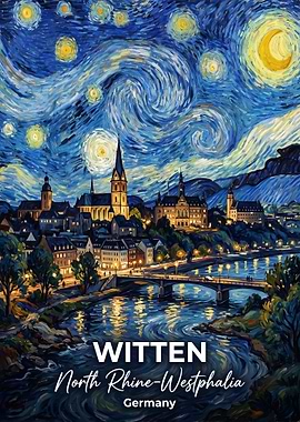 Witten Germany Starry Night Cityscape