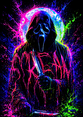 Scream Ghostface Neon Splatter