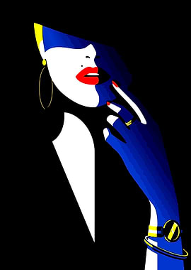 Pop Art Woman with Red Lips