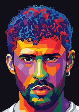 Colorful Pop Art Portrait of bad bunny