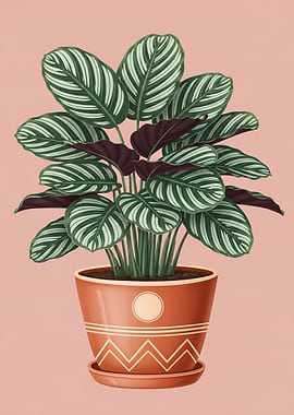 Potted Calathea Plant Illustration