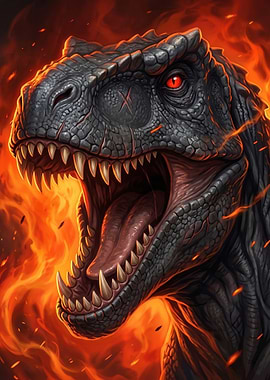Fiery Dinosaur Roaring