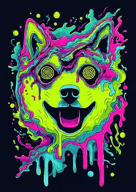 Psychedelic Dog Portrait