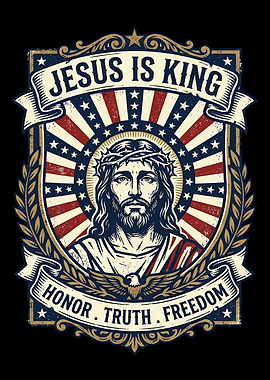 Jesus is King American Flag Design