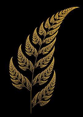 Golden Fern Branch on Black