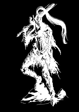 White Warrior on Black Background