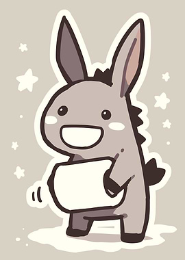 Cute Donkey Character with Stars