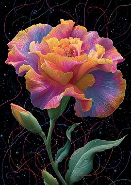Vibrant Psychedelic Flower with Bud