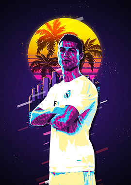 Cristiano Ronaldo Retro Sunset Art