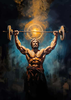 Muscular Man Lifting Barbell
