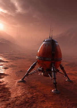 Mars Lander in Red Landscape