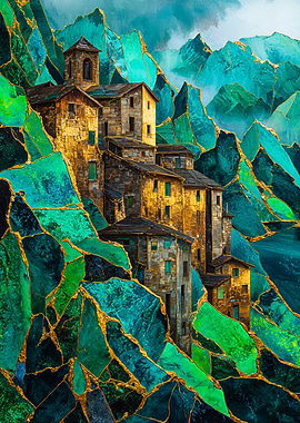 Golden Village On Emerald Cliffs