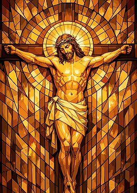Jesus Christ Crucifixion Stained Glass
