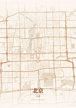 Beijing Warm Tone City Map