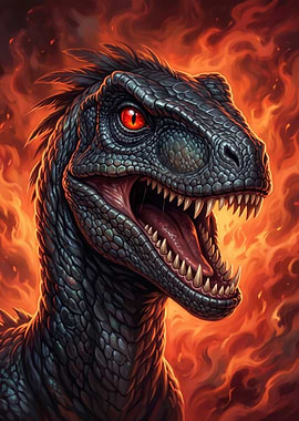 Fierce Dinosaur in Flames