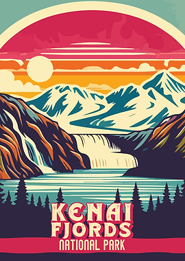 Kenai Fjords National Park Vintage Poster