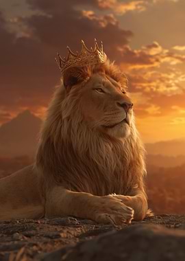 Majestic Lion King at Sunset
