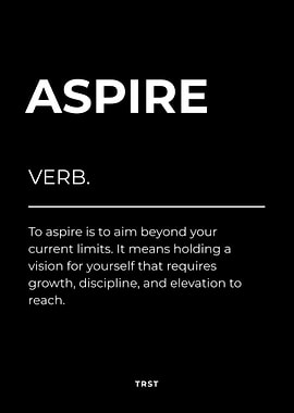 Aspire Definition Poster – Minimalist Motivational Wall Art, Black Typography Office Decor