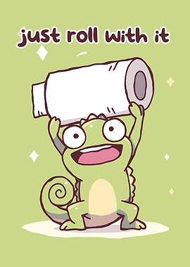 Chameleon holding toilet paper