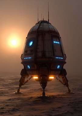 Sci-fi Lander on Alien Planet