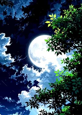 Moonlit Night with Foliage