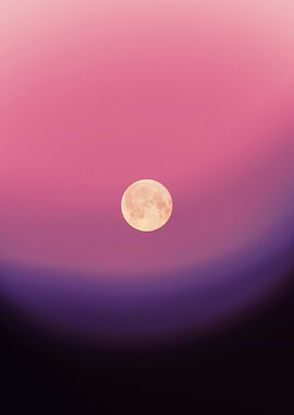 Full Moon in a Pink and Purple Sky