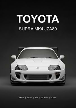 white Toyota Supra MK4 JZA80 jdm poster