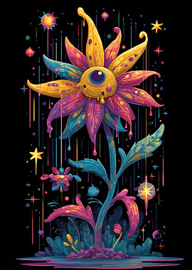 Psychedelic Drip Flower with Eye