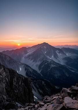 Sunrise over mountain range