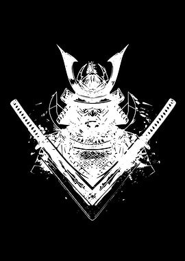 Samurai Warrior with Crossed Swords