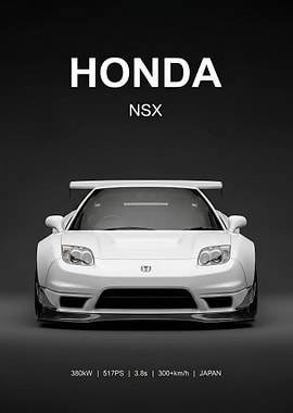 White Honda NSX Sports Car poster