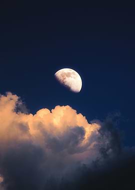 Moon and Clouds at Dusk