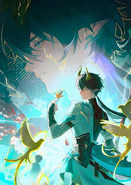 Anime character with horns and birds