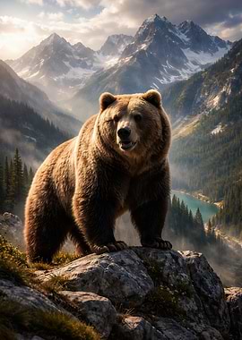 Majestic Bear in Mountain Landscape
