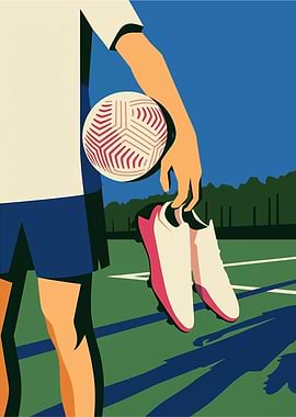 Soccer Player Holding Ball and Cleats