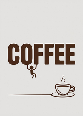 Coffee text art with a man and cup